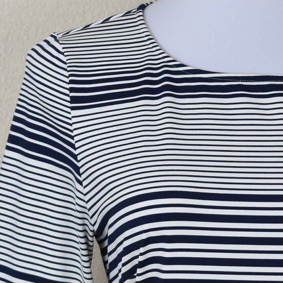 Ellie Kai Stripe 3/4 Sleeve Dress Navy/White 4 - Picture 8 of 9